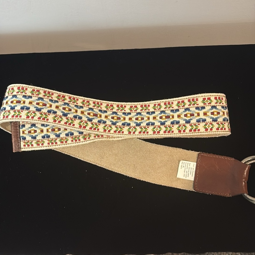 India Boho Embroidered Suede Leather Belt Size M/L - Picture 5 of 8